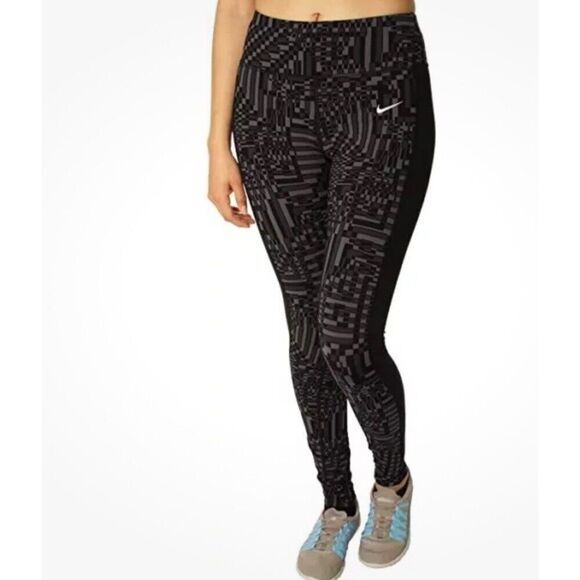 Nike Leggings Running Dry Fit Black and Gray Workout Sports Pants Size S - Picture 2 of 10